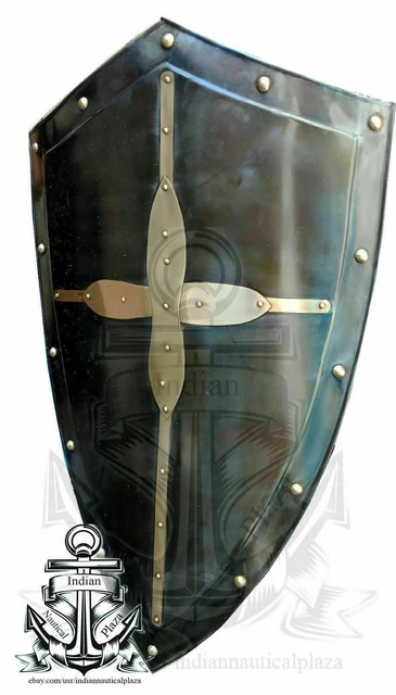 Medieval Battle Armor Shield Hand Forged Gothic Layered Steel Cross Shield Item