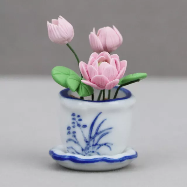 1/12 Scale Dollhouse Miniature Ceramic Flower Potted Plants Flower Pot Garden