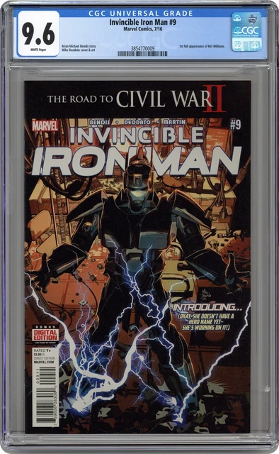 Invincible Iron Man #9A Deodato CGC 9.6 2016 3854770009 1st Riri Williams