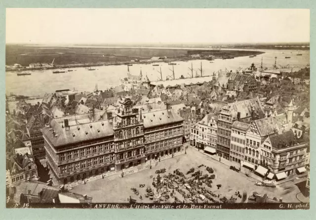 Belgique, Anvers, Hôtel de Ville et Bas-Escaut, ca.1880, vintage albumen print V