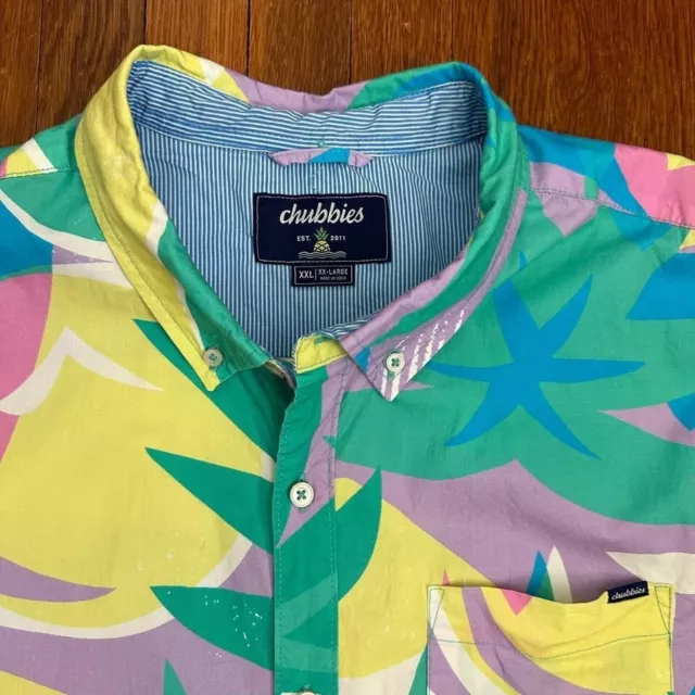 CHUBBIES MEN'S FRIDAY Short-Sleeve Shirt (2XL) Green Floral Hawaiian ...