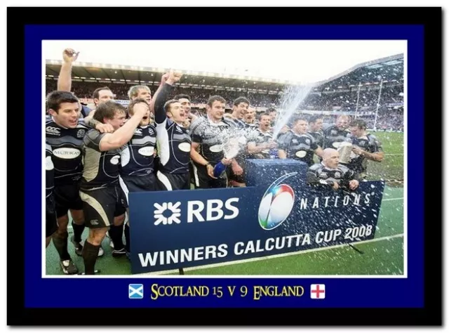 Scotland 15 v 9 England 2008 Calcutta Cup Rugby Framed A4 Colour Print 08b