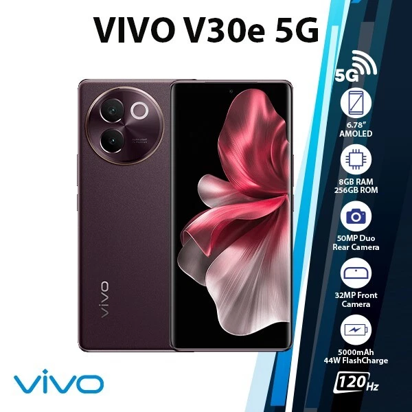 VIVO V30E 5G Android Mobile Phone (Coco Brown/8GB+256GB/Dual SIM