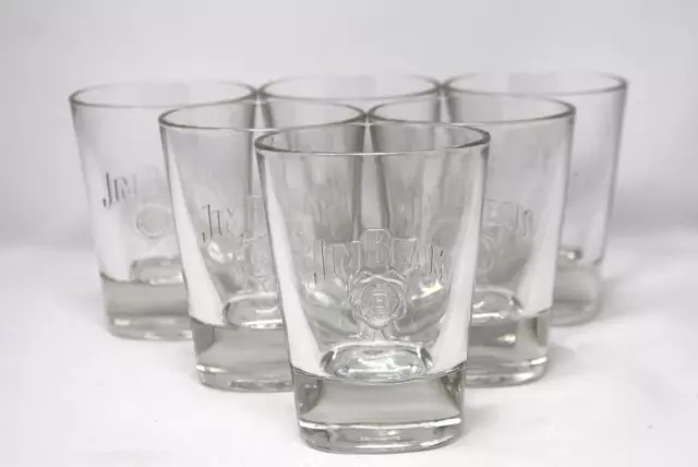 6x Jim Beam Bourbon Whiskey Glas mit Relief Gläser