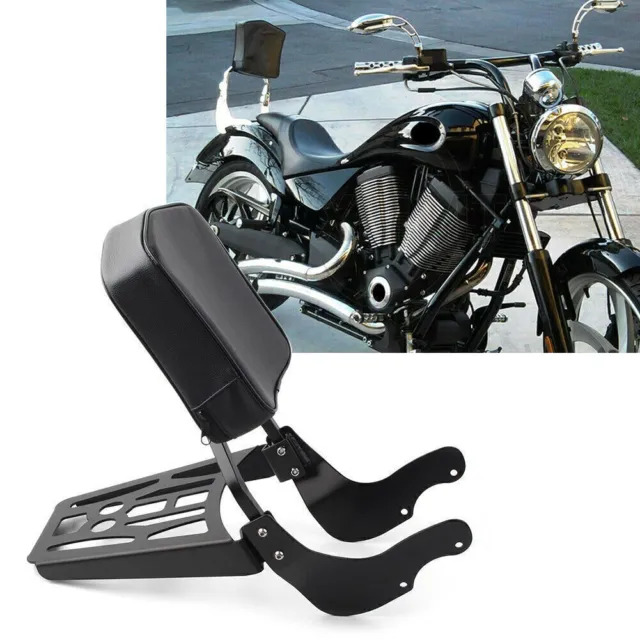 Detachable Sissy Bar Backrest Luggage Rack Pad For Victory Vegas Kingpin Black