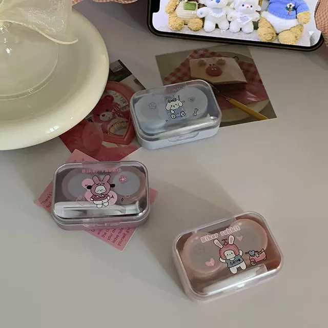 Cute Cartoon Contact Lens Case For Girls Portable Mini Contact Lens Storage Box
