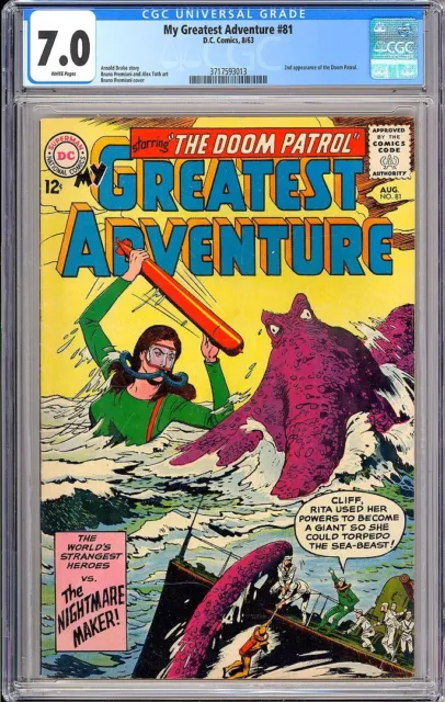My Greatest Adventure #81 Very Nice 2nd App. Doom Patrol DC Comic 1963 CGC 7.0