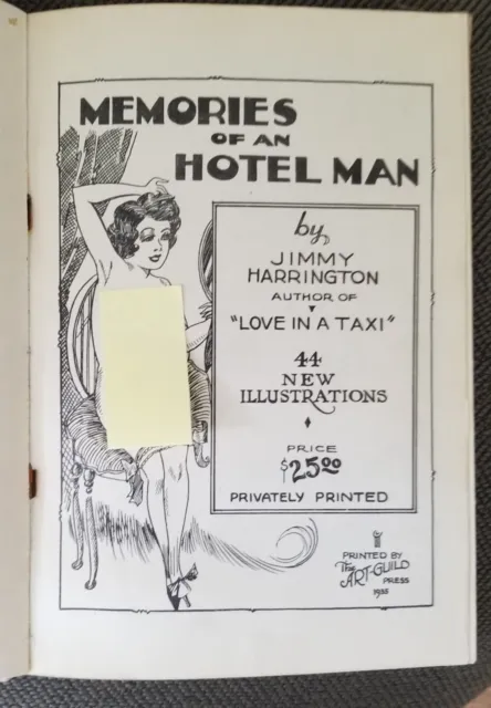 Memories of an Hotel Man Jimmy Harrington Art Guild 1935 Vintage Erotica Tijuana