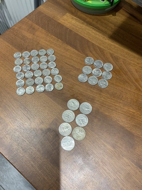 USA Vintage American Coins: Quarter Dollar Coin, Dimes And 5 Cents