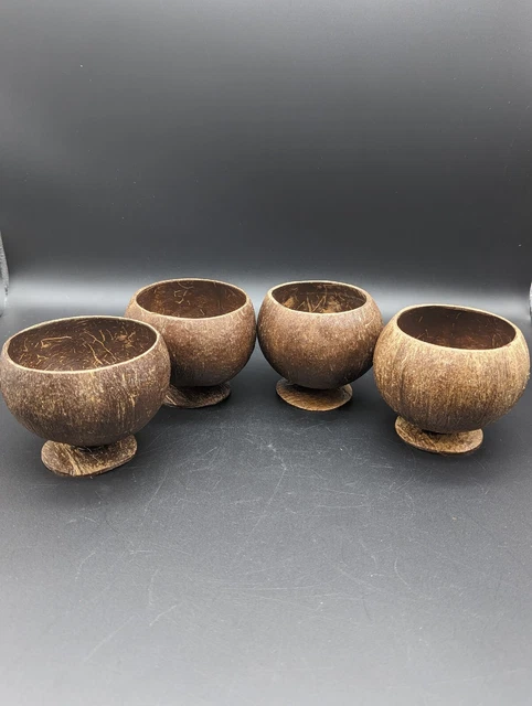 Footed Natural Coconut Cups Tiki Bar Set Of 4 Footed Natural Coconut Cups Tiki Bar Set Of 4