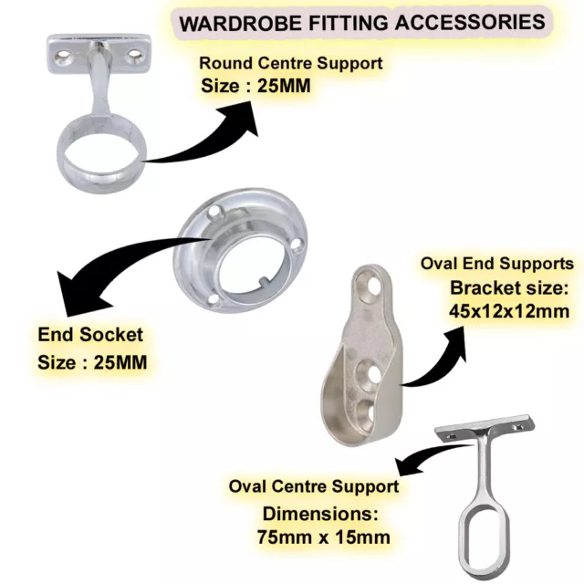 Wardrobe Fitting Accessories Fitting Tube Hanging Bracket Center End Brackets