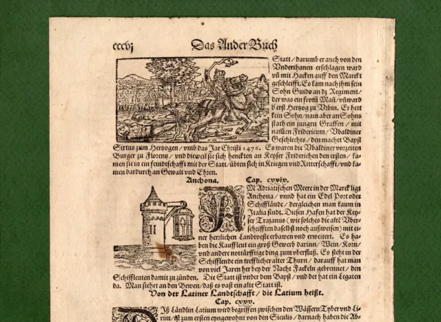 ST-IT ANCONA - URBINO 1550 Cosmographia Universalis Sebastian Münster xilografia
