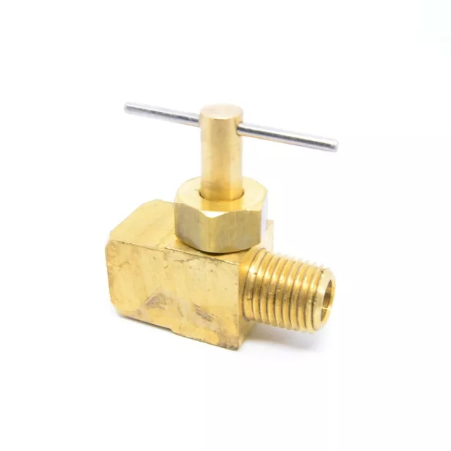 1/4 Male NPT x 1/4 Female NPT Inline Brass Liquid Gas Needle Valve Propane