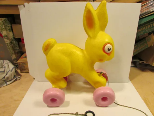 Vintage Empire Plastics Blowmold Easter BunnY Rabbit Pull Toy Plastic