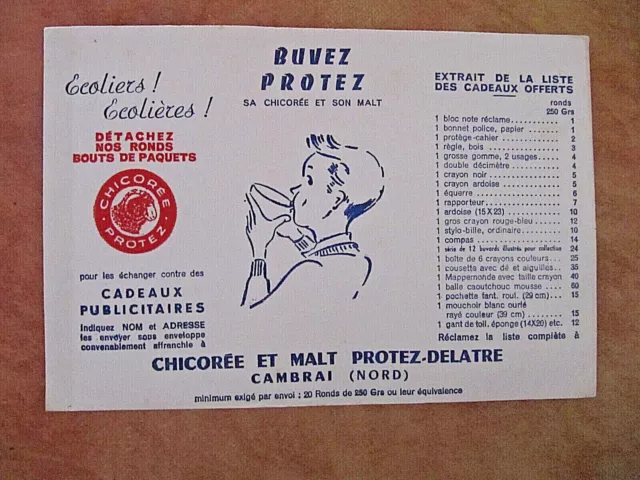 ancien buvard publicitaire chicorée et malt protez-delatre fourniture scolaire