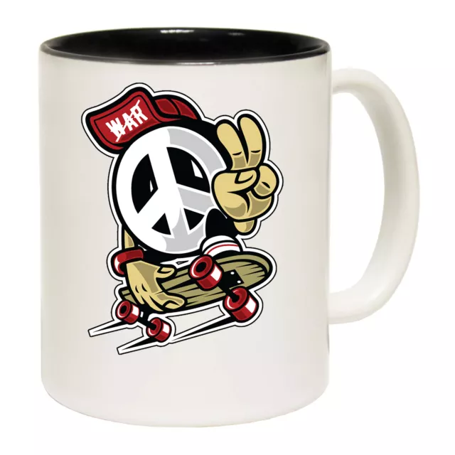 Peace Skater Cartoon Retro Skateboard -  Funny Mugs Novelty Coffee Mug