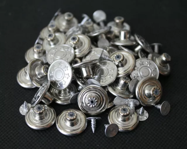 Jeansknöpfe 20 mm Durchmesser Hosenknöpfe Nickelfrei aus Messing Rostfrei Silber