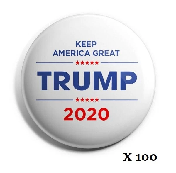 Trump 2020 Campaign Buttons: "Keep America Great" (White) - Wholesale Lot of 100