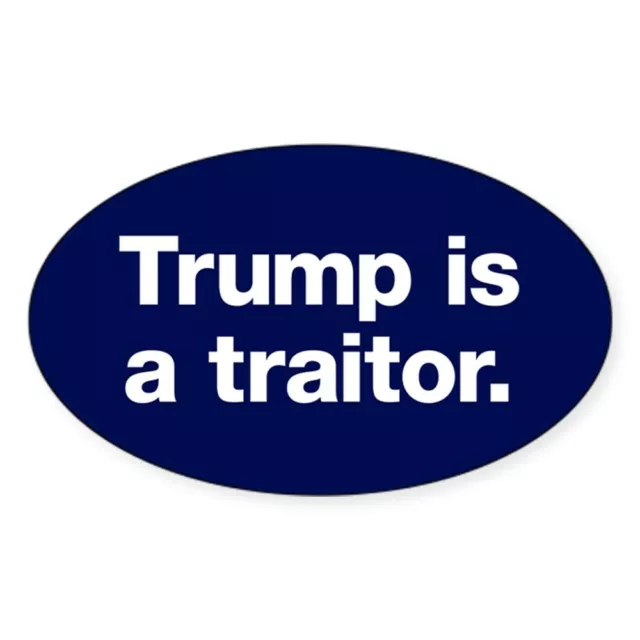 CafePress Trump Is A Traitor Oval Bumper Sticker, Euro Oval Car Decal (24375933)