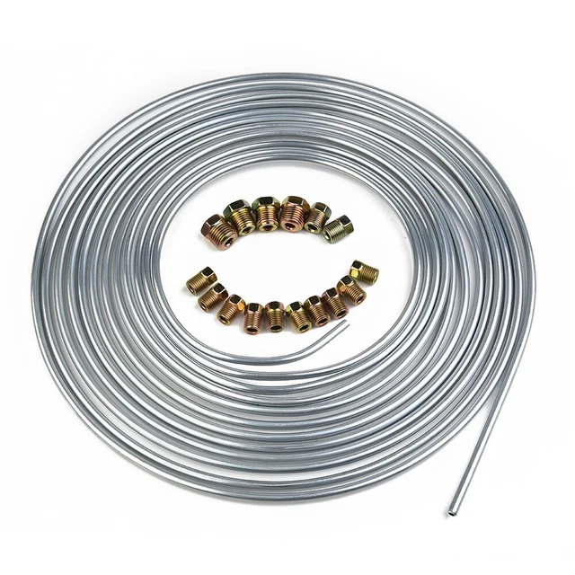 25ft 3/16 Car Brake Line Kit Steel Tube Coil Roll Flexible Rod W/ Fittings Parts
