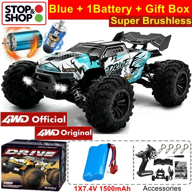 Voiture RC Drift 1/10 Haute Vitesse - 2.4G, Double Batterie, Télécommande électrique, Neuve