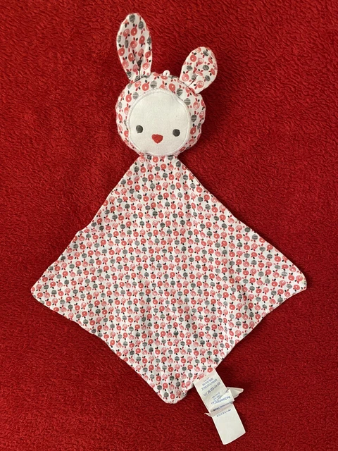 🇫🇷Doudou Lapin Lange Losange Tissu Pomme Rouge Rose Gris Blanc Obaibi Neuf