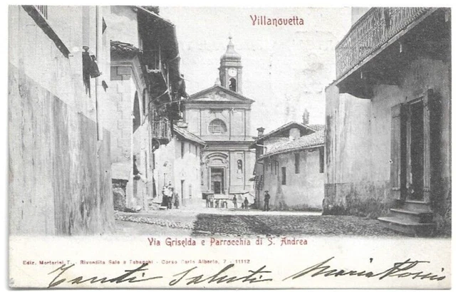 CARTOLINA DI CUNEO ,VILLANOVETTA DI VERZUOLO - VIA GRISELDA  viaggiata 1902