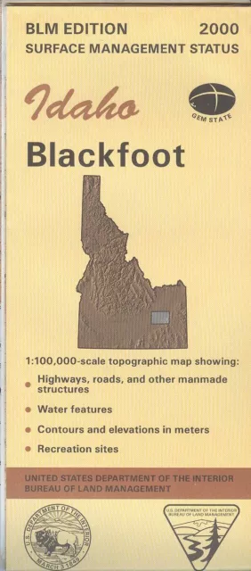 USGS BLM edition topographic map Idaho BLACKFOOT - 2000 - surface only