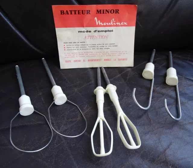 Lot anciens fouets rechange pour Batteur MINOR Moulinex cuisine rétro vintage