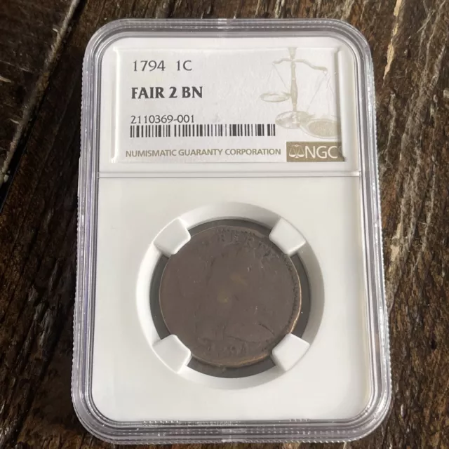 1794 LIBERTY CAP Large Cent NGC FAIR 2 BN Penny 1C Coin Amazing History