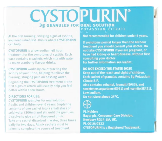 4 Packungen mit 6 Cystopurin Granulat Cranberry 3g Zystitis Relief (24 Beutel) 2026 3