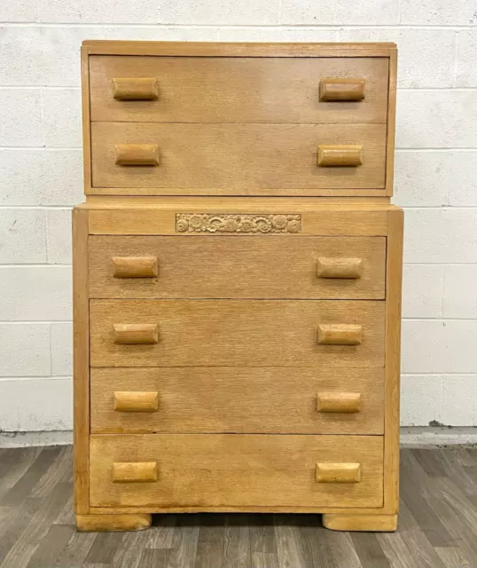 Vintage Thomasville Mid Century Blonde Art Deco Style Chest of Drawers