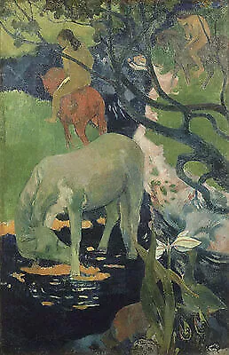 The White Horse Paul Gauguin Pferde Tiere Reiterin Bäume Schimmel B A3 02997