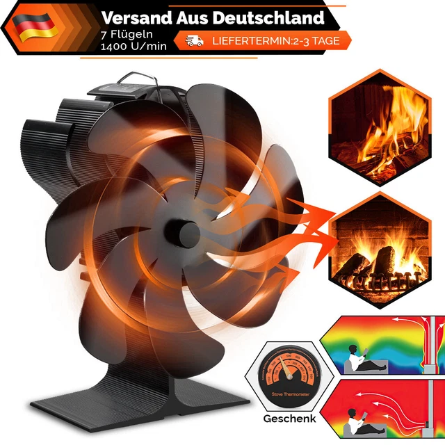 VENTILATORE STUFA A legna senza corrente ventilatore forno a 7 fogli ventilatore stufa a legna