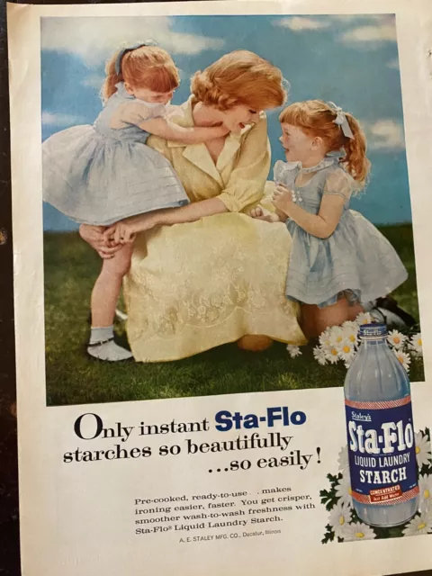 RARE vintage 1960s STA-FLO laundry starch EARLY PLASTIC BOTTLE w/hosiery  offer!