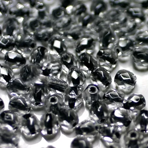 60 FACETTES Cristal de Bohême 4MM CRISTAL BLACK LINED