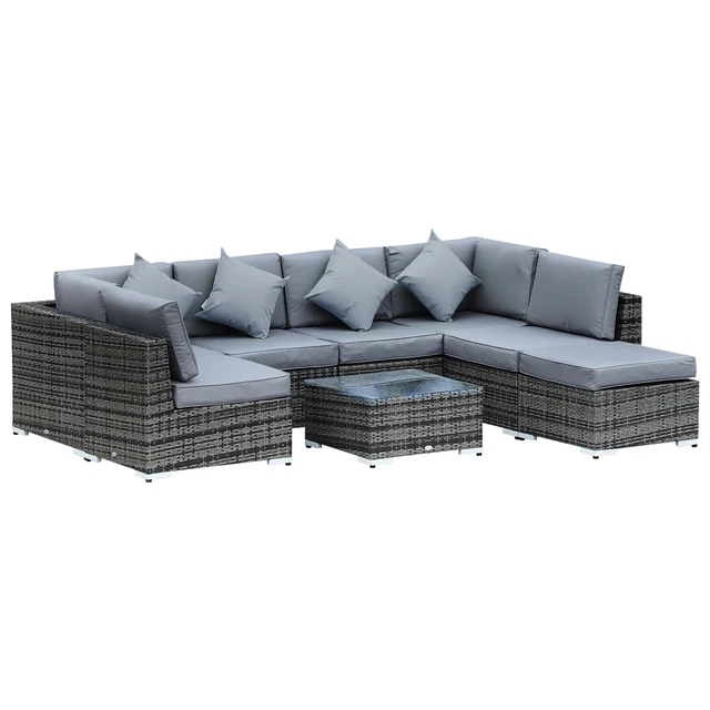 OUTSUNNY 8PC RATTAN Sofa Garden Furniture Aluminium Outdoor Patio Set