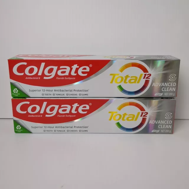 2x Colgate Total Advanced Clean Superior Toothpaste 200g Antibacterial Fluoride