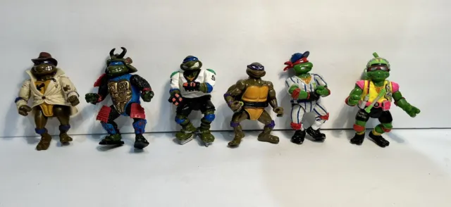 Vintage Teenage Mutant Ninja Turtles Action Figures, LOT of 6, TMNT 1990-1992
