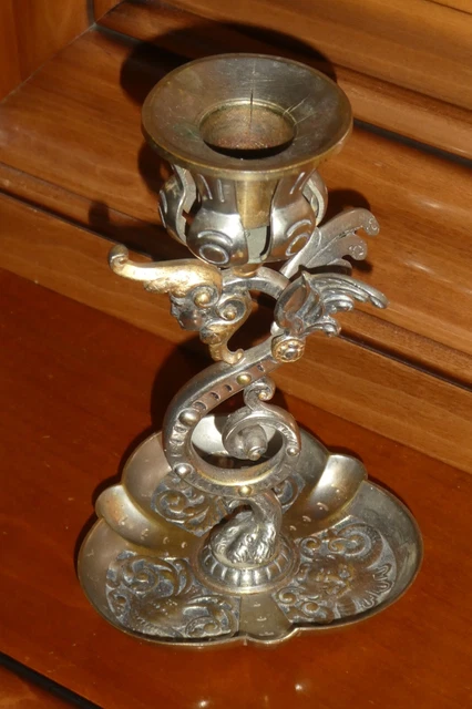 ANCIEN BOUGEOIR CANDLESTICK bronze doré style renaissance époque XIX éme siècle EUR 35,00