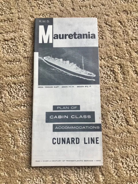 RMS MAURETANIA CABIN Class Deck Plan / Cunard $14.99 - PicClick