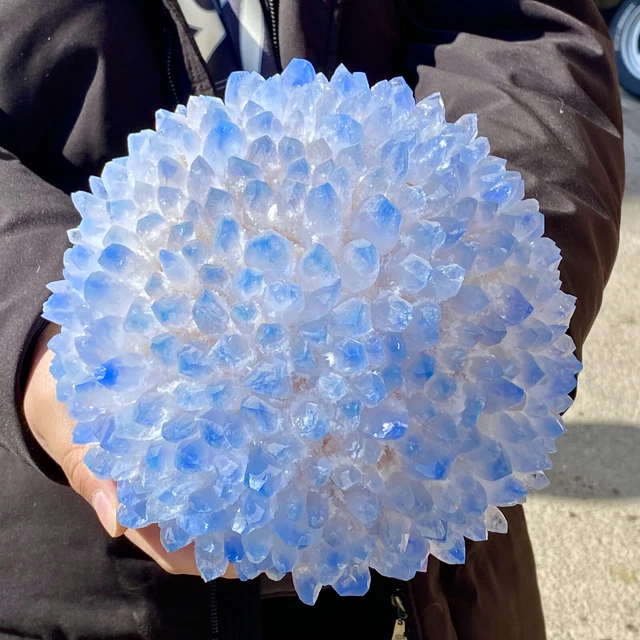 13LB  New Find sky blue Phantom Quartz Crystal Cluster Mineral Specimen Healing 2
