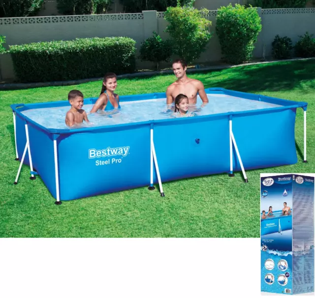 BestWay SCHWIMMBAD 300x201 Rechteckiger Garten über Boden Pool Stahl Pro