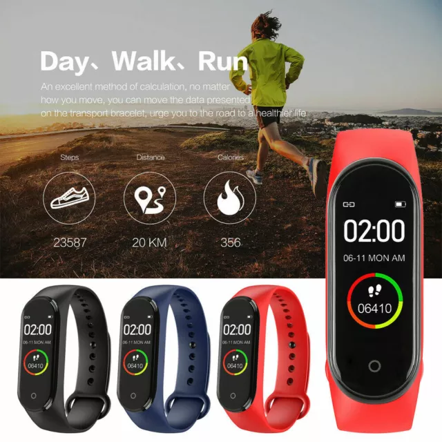 Smart Watch Steps Calorie Tracker Pedometer Heart Rate Fitness Activity Monitor