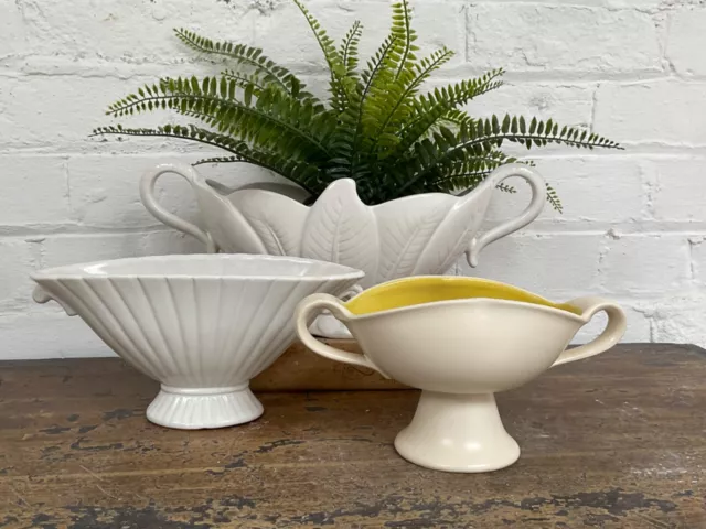 3 Vintage Mantle vase pottery ceramic planter Constance Spry Fulham style flower