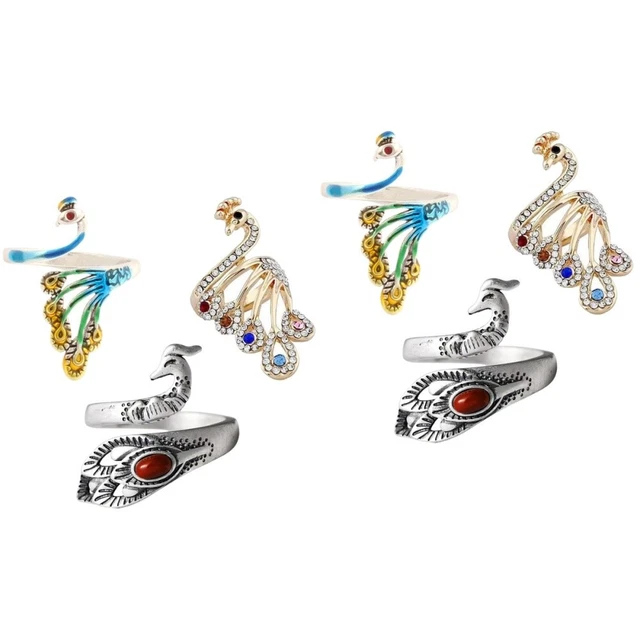 6 uds anillos de metal de punto artesanal anillos de ganchillo anillos abiertos anillos de punto