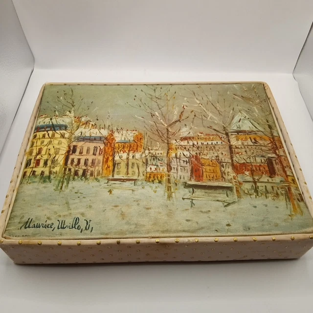 Vintage Maurice Utrillo Montmartre 1940’s Hanes Hosiery jewelry Box