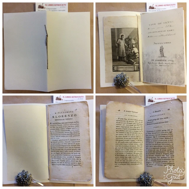 Incisione in rame San Lorenzo Giustiniani con meditazioni Vite dei Santi 1819
