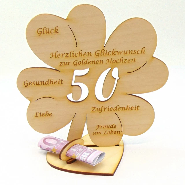 GELDGESCHENK ZUR GOLDENEN Hochzeit Kleeblatt, Glückwünsche Geschenk aus