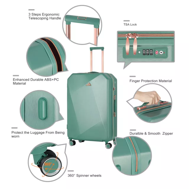 5 Piece Luggage Set Hardshell Suitcase Durable Travel Trolley w/TSA Carry on Bag 2
